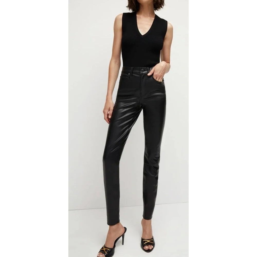 Veronica Beard Debbie Ankle Skinny High Rise Faux Leather Pants in Black sz‎ 27